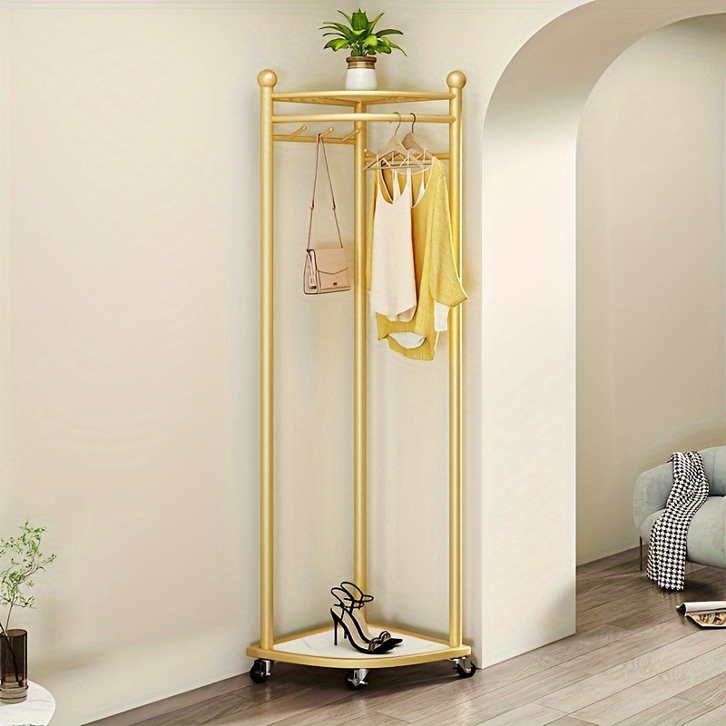 Clothes Rack with Wheels & Storage