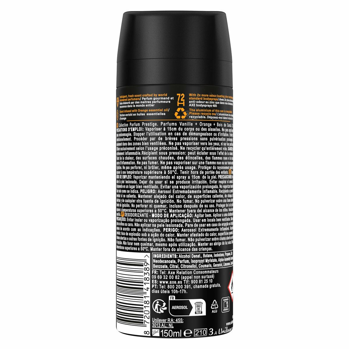 Spray Deodorant Axe AXE BLACK VANILLA 150 ml